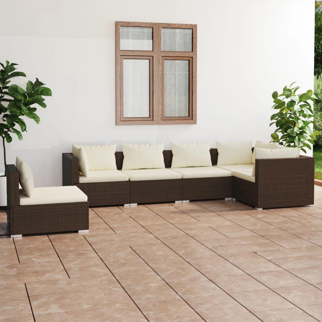 7 Piece Garden Lounge Set With Cushions Poly Rattan Grey