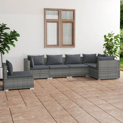 7 Piece Garden Lounge Set With Cushions Poly Rattan Grey