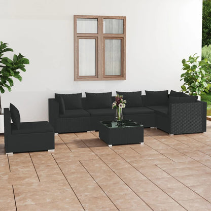 7 Piece Garden Lounge Set With Cushions Poly Rattan Grey