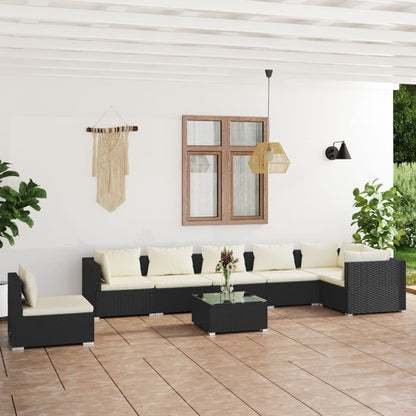 7 Piece Garden Lounge Set With Cushions Poly Rattan Grey