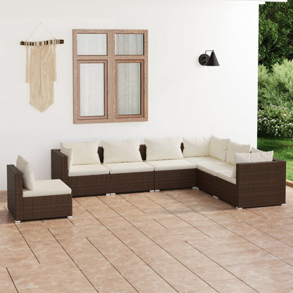 7 Piece Garden Lounge Set With Cushions Poly Rattan Grey