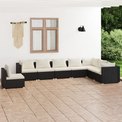 7 Piece Garden Lounge Set With Cushions Poly Rattan Grey