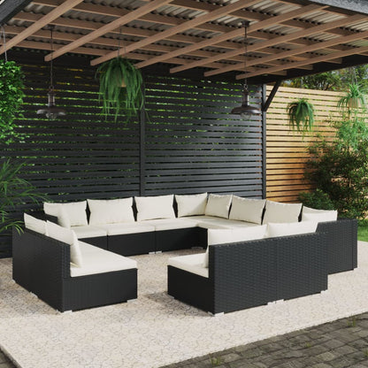 13 Piece Garden Lounge Set With Cushions Grey Poly Rattan