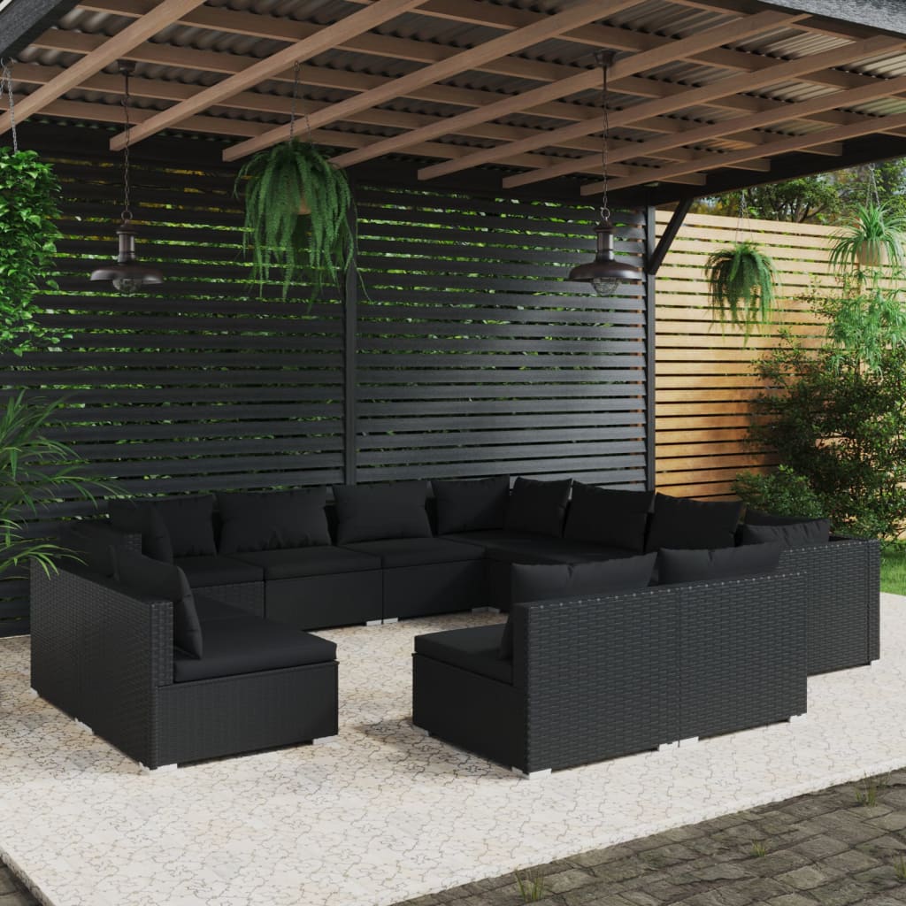 13 Piece Garden Lounge Set With Cushions Grey Poly Rattan