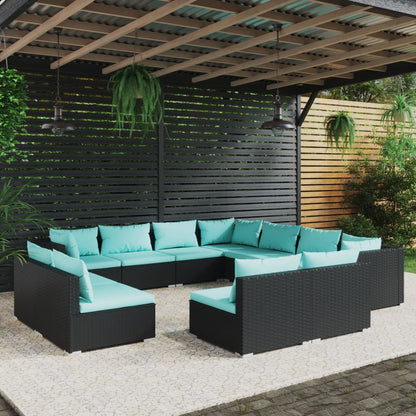 13 Piece Garden Lounge Set With Cushions Grey Poly Rattan