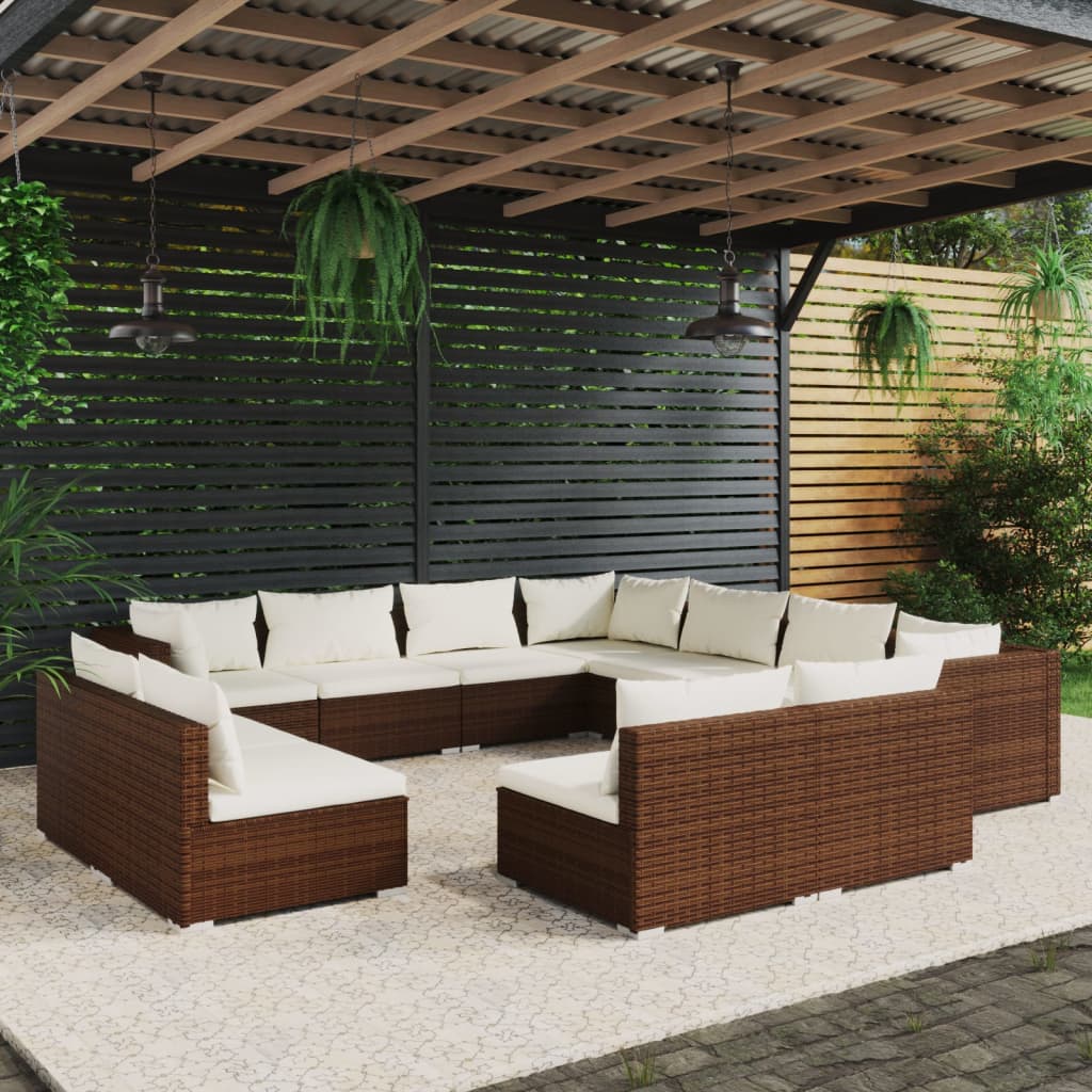 13 Piece Garden Lounge Set With Cushions Grey Poly Rattan