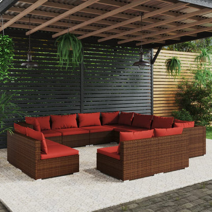 13 Piece Garden Lounge Set With Cushions Grey Poly Rattan