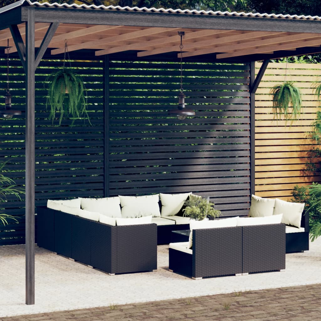 13 Piece Garden Lounge Set With Cushions Grey Poly Rattan