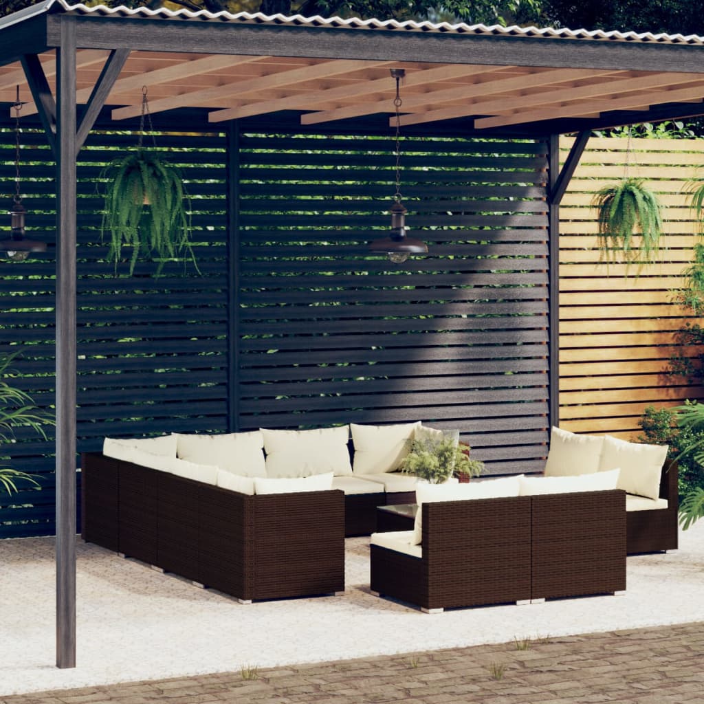 13 Piece Garden Lounge Set With Cushions Grey Poly Rattan