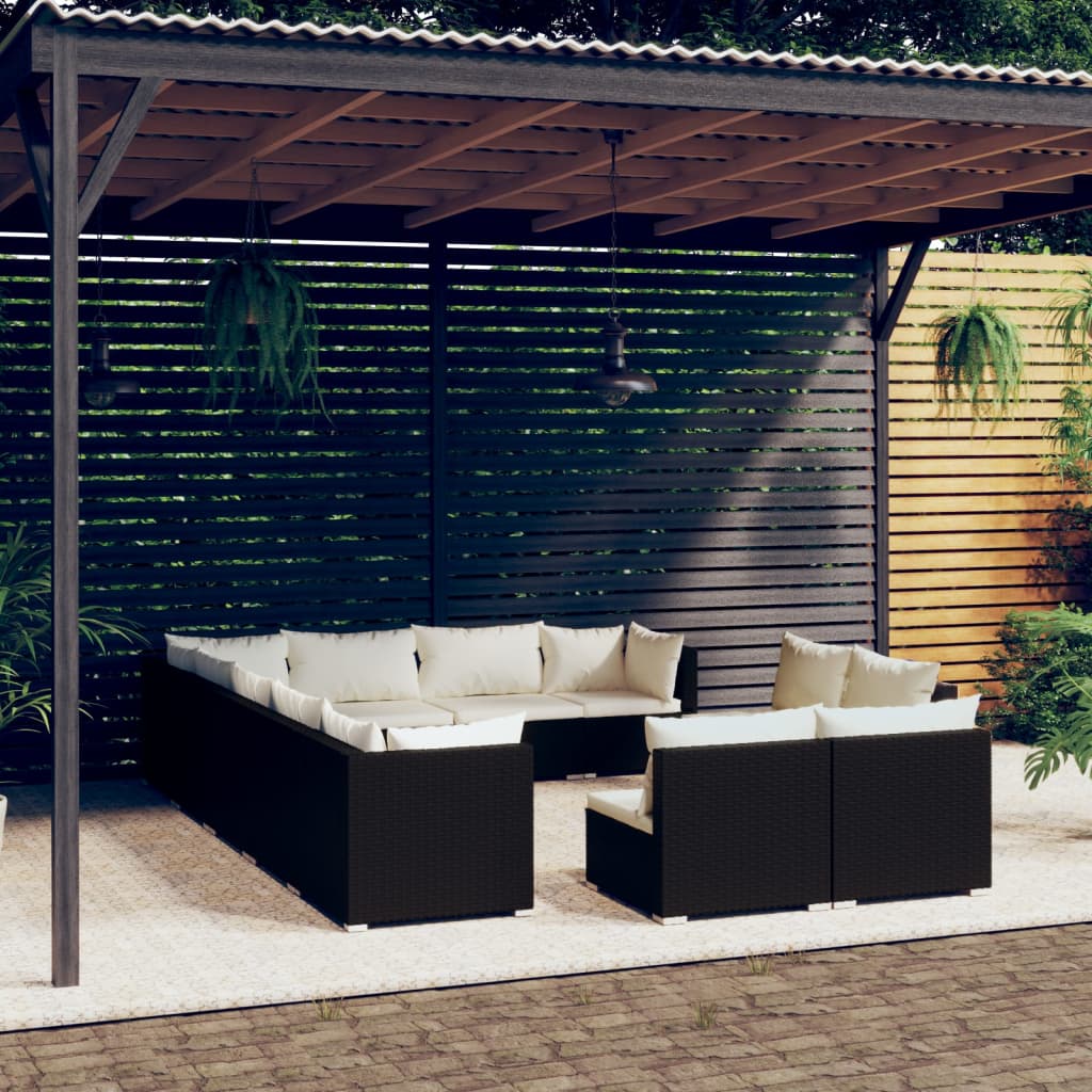 13 Piece Garden Lounge Set With Cushions Grey Poly Rattan