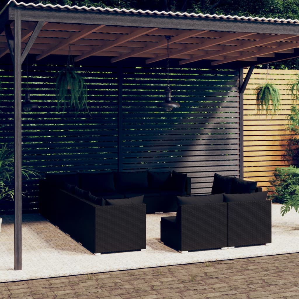 13 Piece Garden Lounge Set With Cushions Grey Poly Rattan