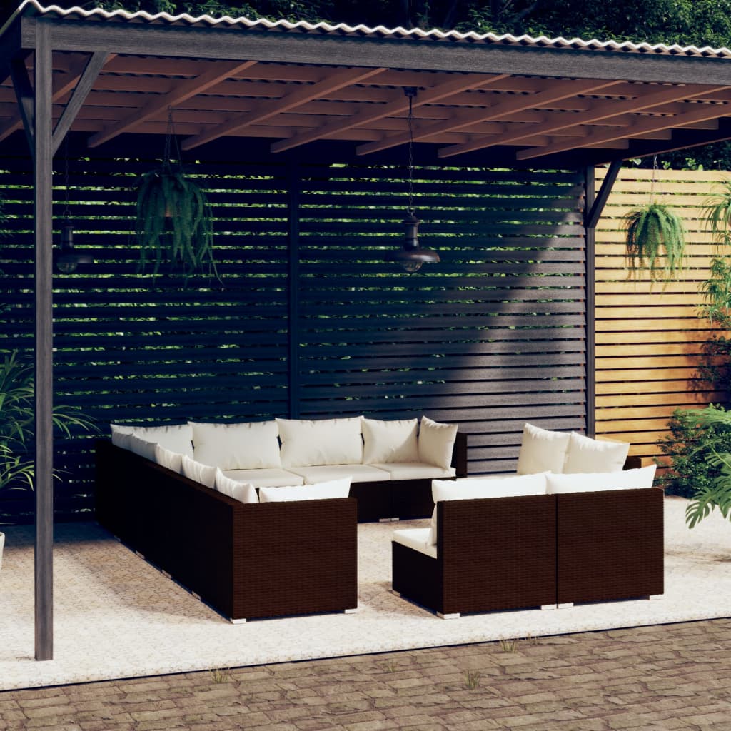 13 Piece Garden Lounge Set With Cushions Grey Poly Rattan
