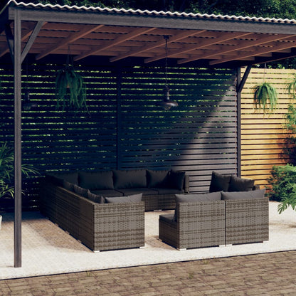 13 Piece Garden Lounge Set With Cushions Grey Poly Rattan