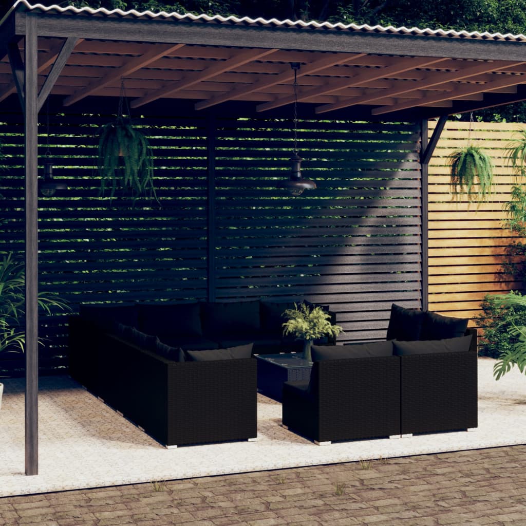 13 Piece Garden Lounge Set With Cushions Grey Poly Rattan