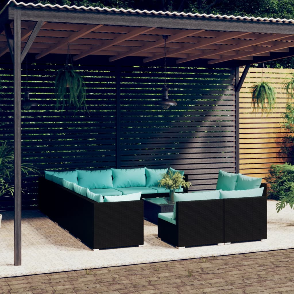 13 Piece Garden Lounge Set With Cushions Grey Poly Rattan