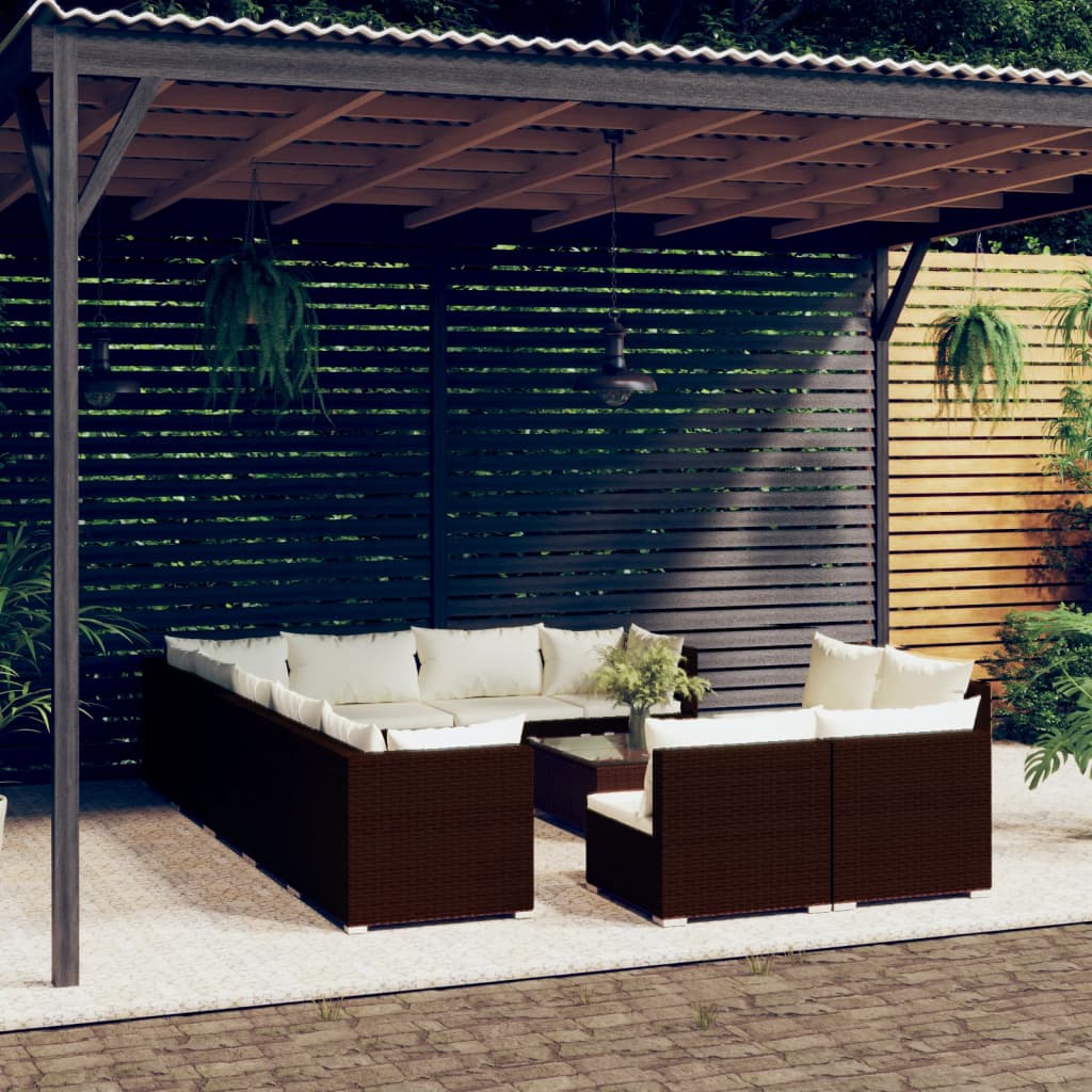 13 Piece Garden Lounge Set With Cushions Grey Poly Rattan
