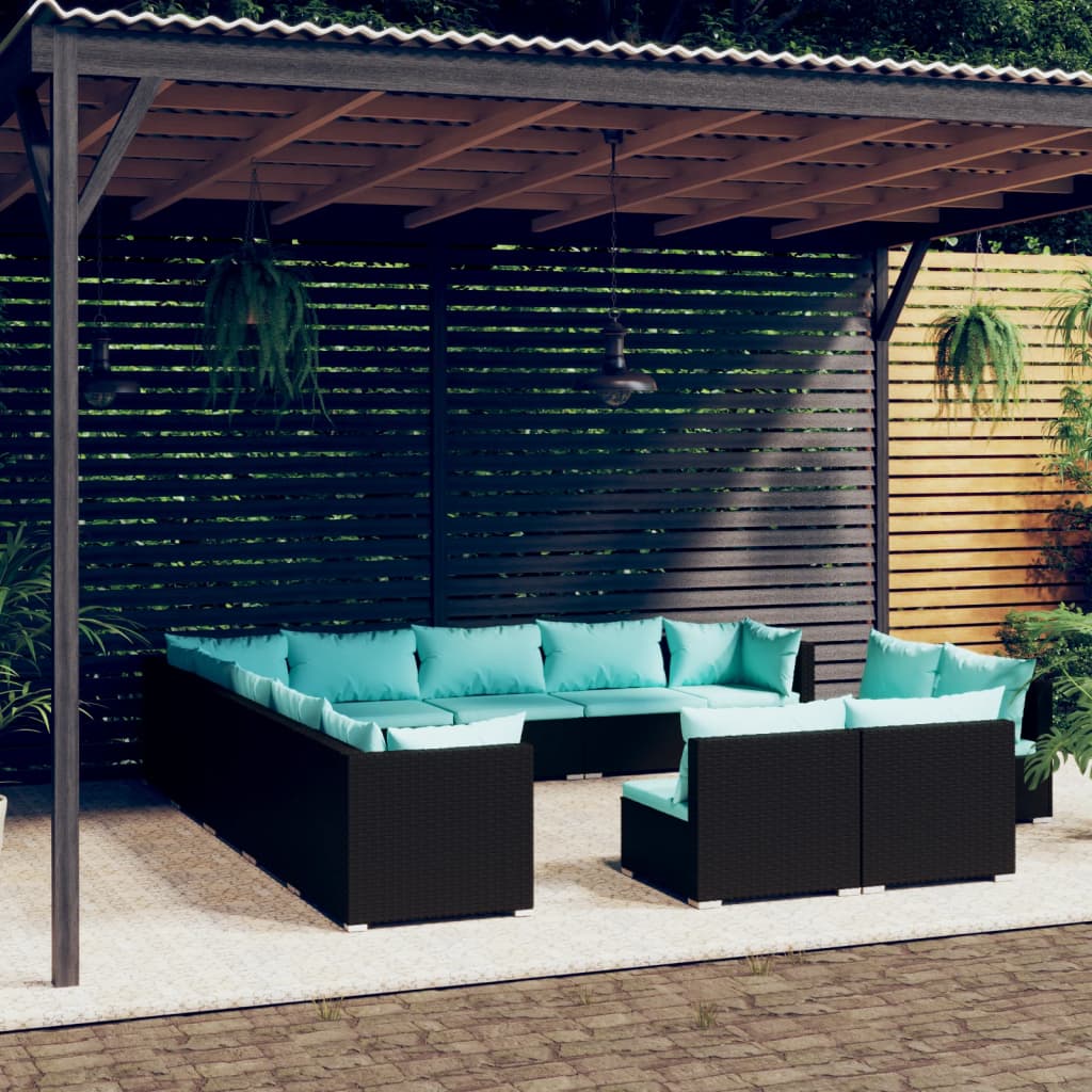 13 Piece Garden Lounge Set With Cushions Grey Poly Rattan