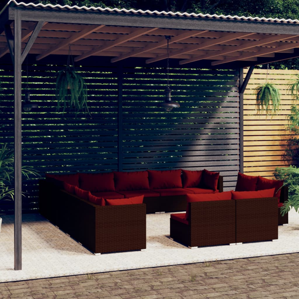 13 Piece Garden Lounge Set With Cushions Grey Poly Rattan