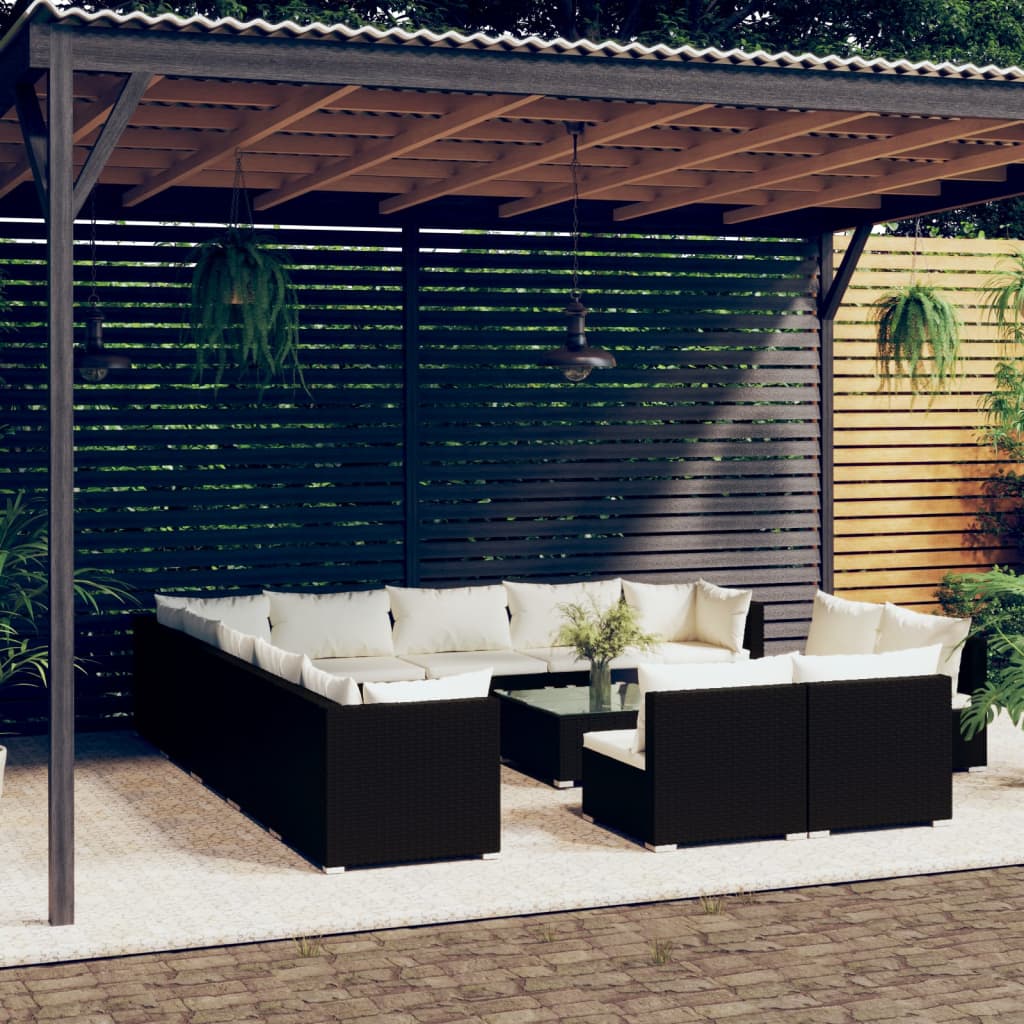 13 Piece Garden Lounge Set With Cushions Grey Poly Rattan