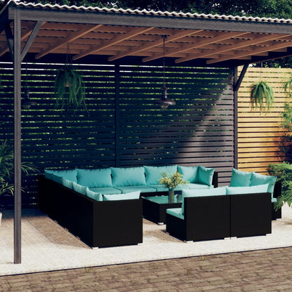 13 Piece Garden Lounge Set With Cushions Grey Poly Rattan