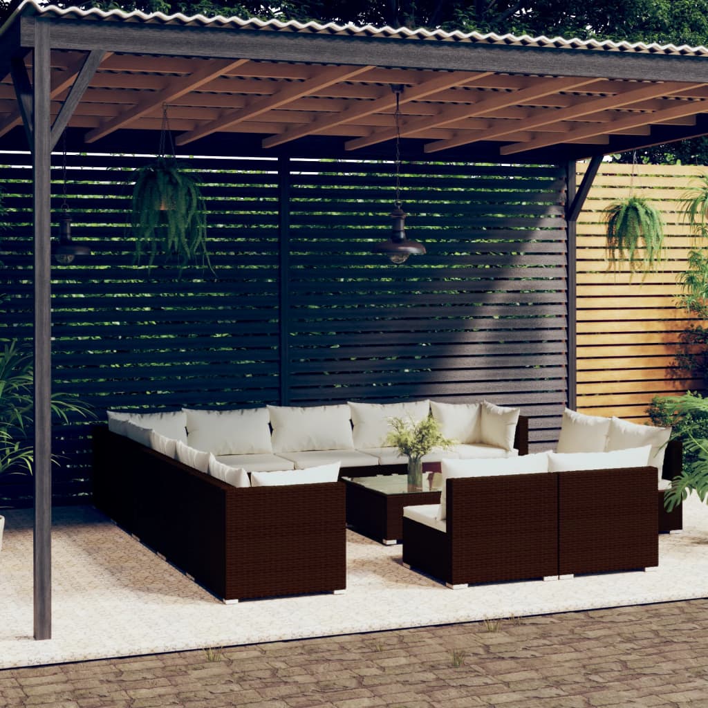 13 Piece Garden Lounge Set With Cushions Grey Poly Rattan