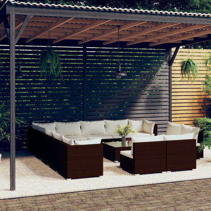 13 Piece Garden Lounge Set With Cushions Grey Poly Rattan
