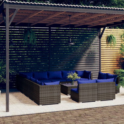 13 Piece Garden Lounge Set With Cushions Grey Poly Rattan