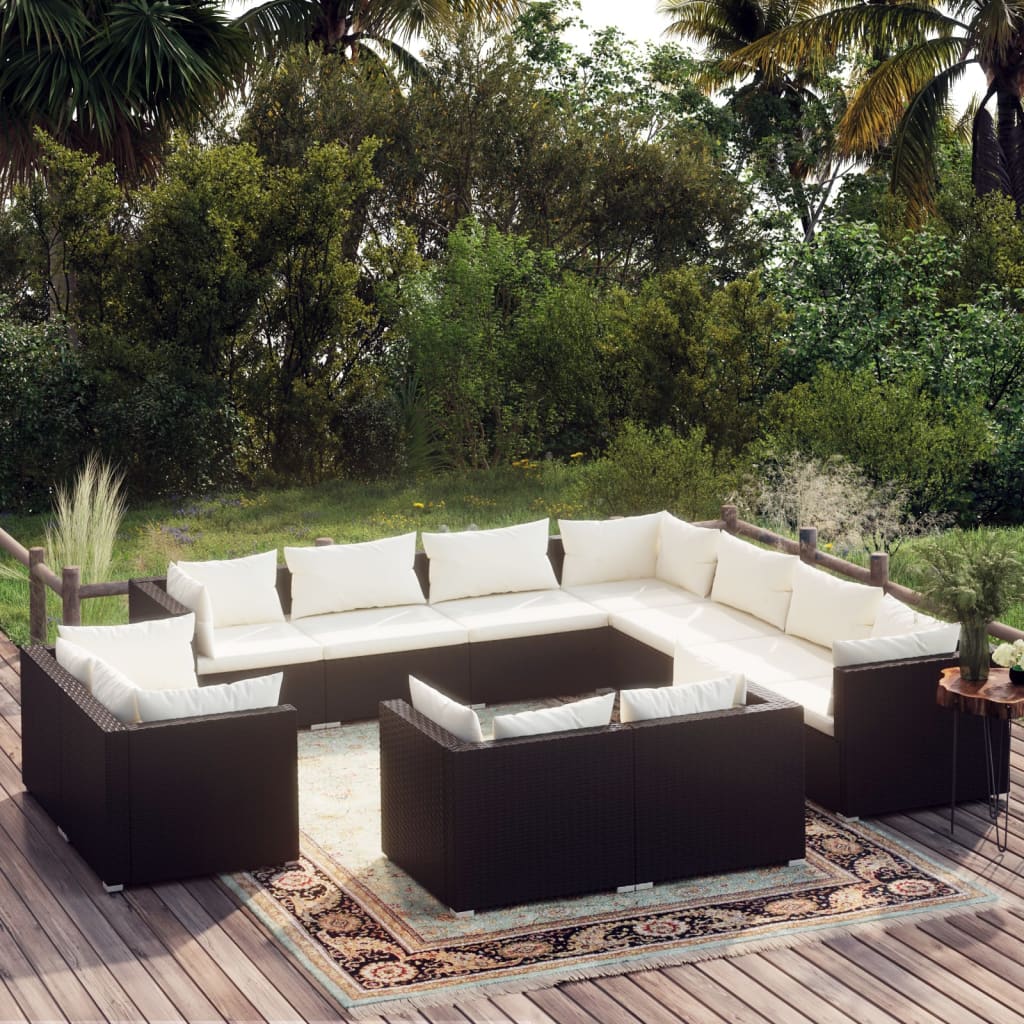 13 Piece Garden Lounge Set With Cushions Grey Poly Rattan