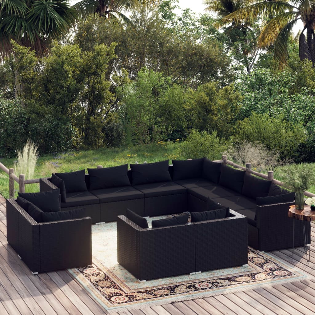 13 Piece Garden Lounge Set With Cushions Grey Poly Rattan