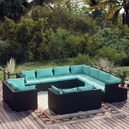 13 Piece Garden Lounge Set With Cushions Grey Poly Rattan