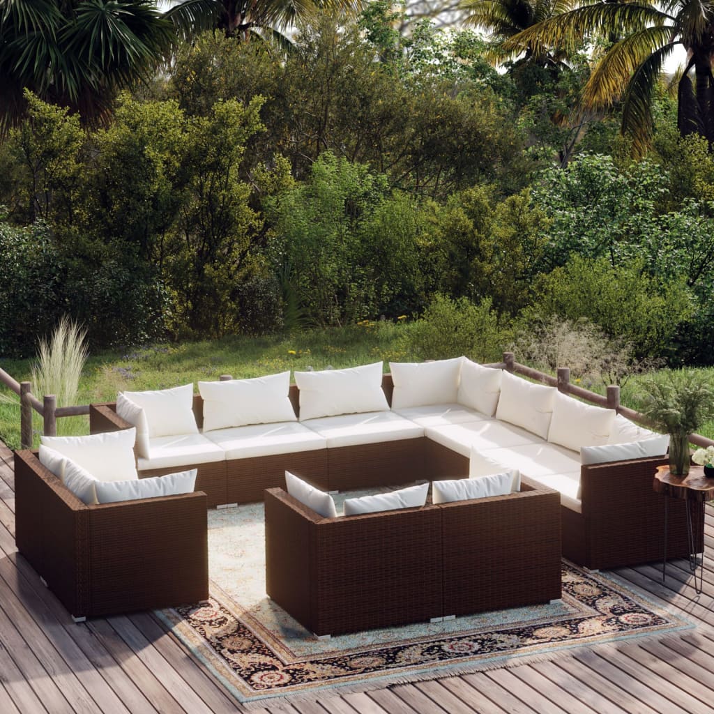 13 Piece Garden Lounge Set With Cushions Grey Poly Rattan
