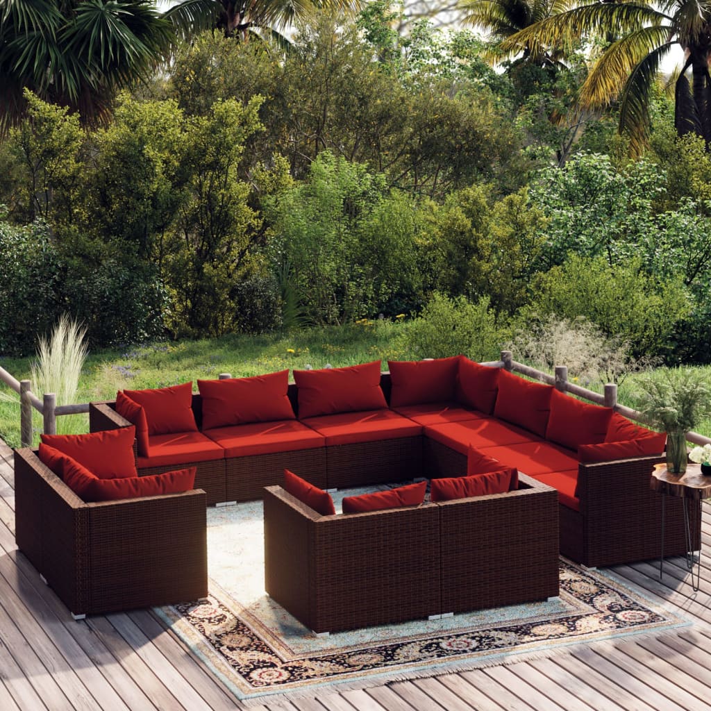 13 Piece Garden Lounge Set With Cushions Grey Poly Rattan