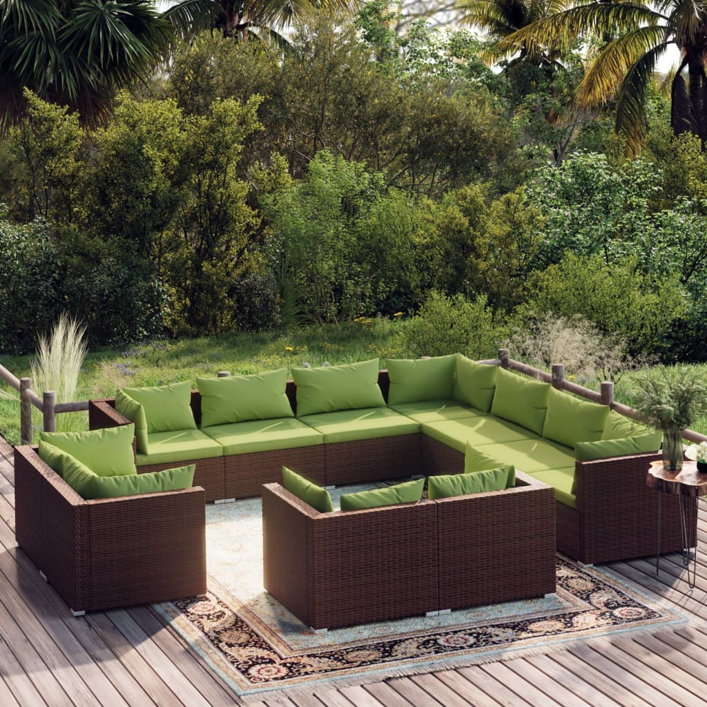 13 Piece Garden Lounge Set With Cushions Grey Poly Rattan