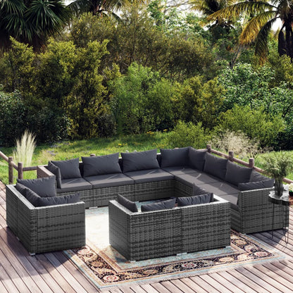 13 Piece Garden Lounge Set With Cushions Grey Poly Rattan