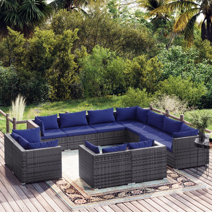 13 Piece Garden Lounge Set With Cushions Grey Poly Rattan