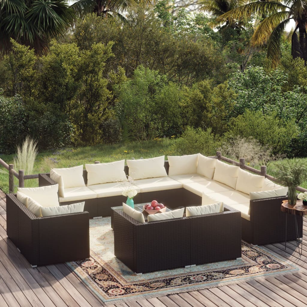 13 Piece Garden Lounge Set With Cushions Grey Poly Rattan