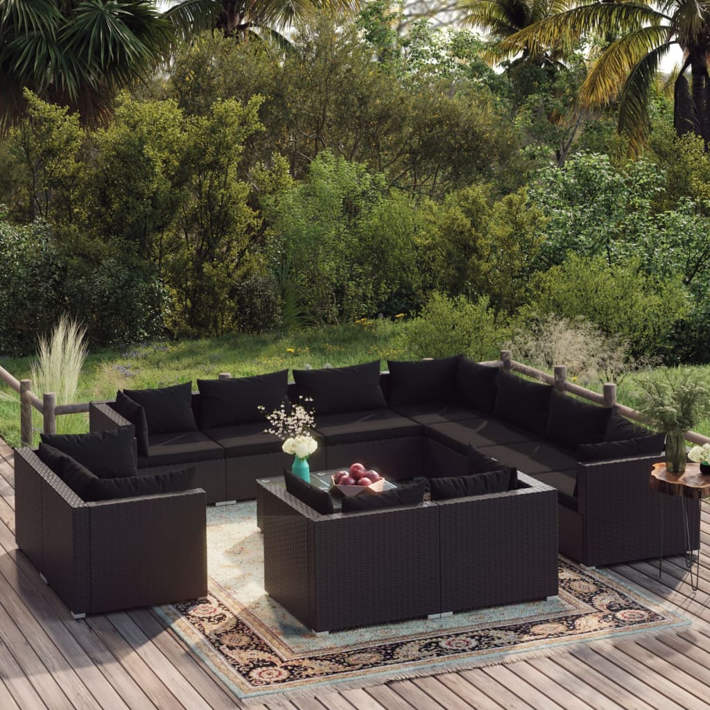13 Piece Garden Lounge Set With Cushions Grey Poly Rattan