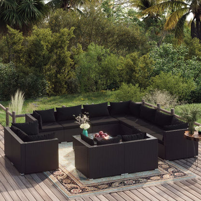 13 Piece Garden Lounge Set With Cushions Grey Poly Rattan