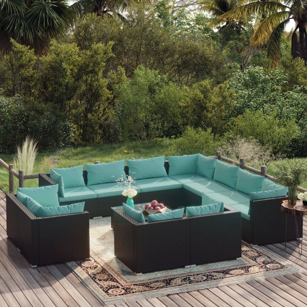 13 Piece Garden Lounge Set With Cushions Grey Poly Rattan