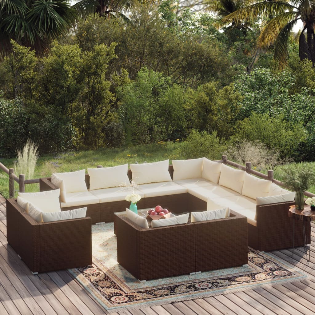 13 Piece Garden Lounge Set With Cushions Grey Poly Rattan