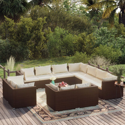 13 Piece Garden Lounge Set With Cushions Grey Poly Rattan