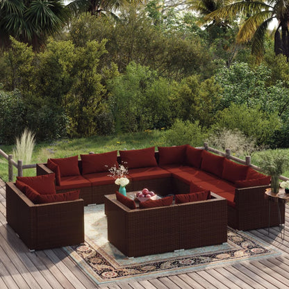 13 Piece Garden Lounge Set With Cushions Grey Poly Rattan