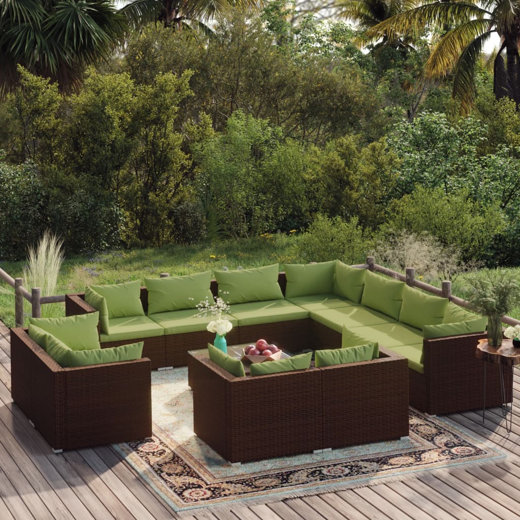 13 Piece Garden Lounge Set With Cushions Grey Poly Rattan