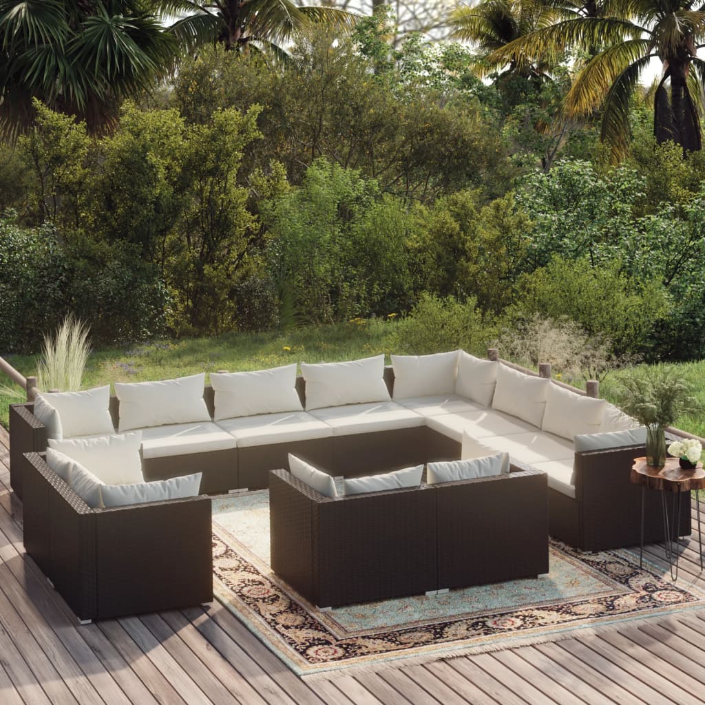 13 Piece Garden Lounge Set With Cushions Grey Poly Rattan