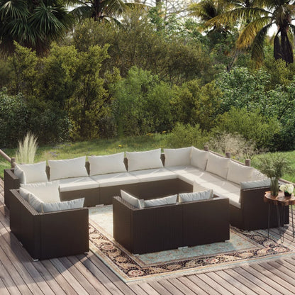 13 Piece Garden Lounge Set With Cushions Grey Poly Rattan