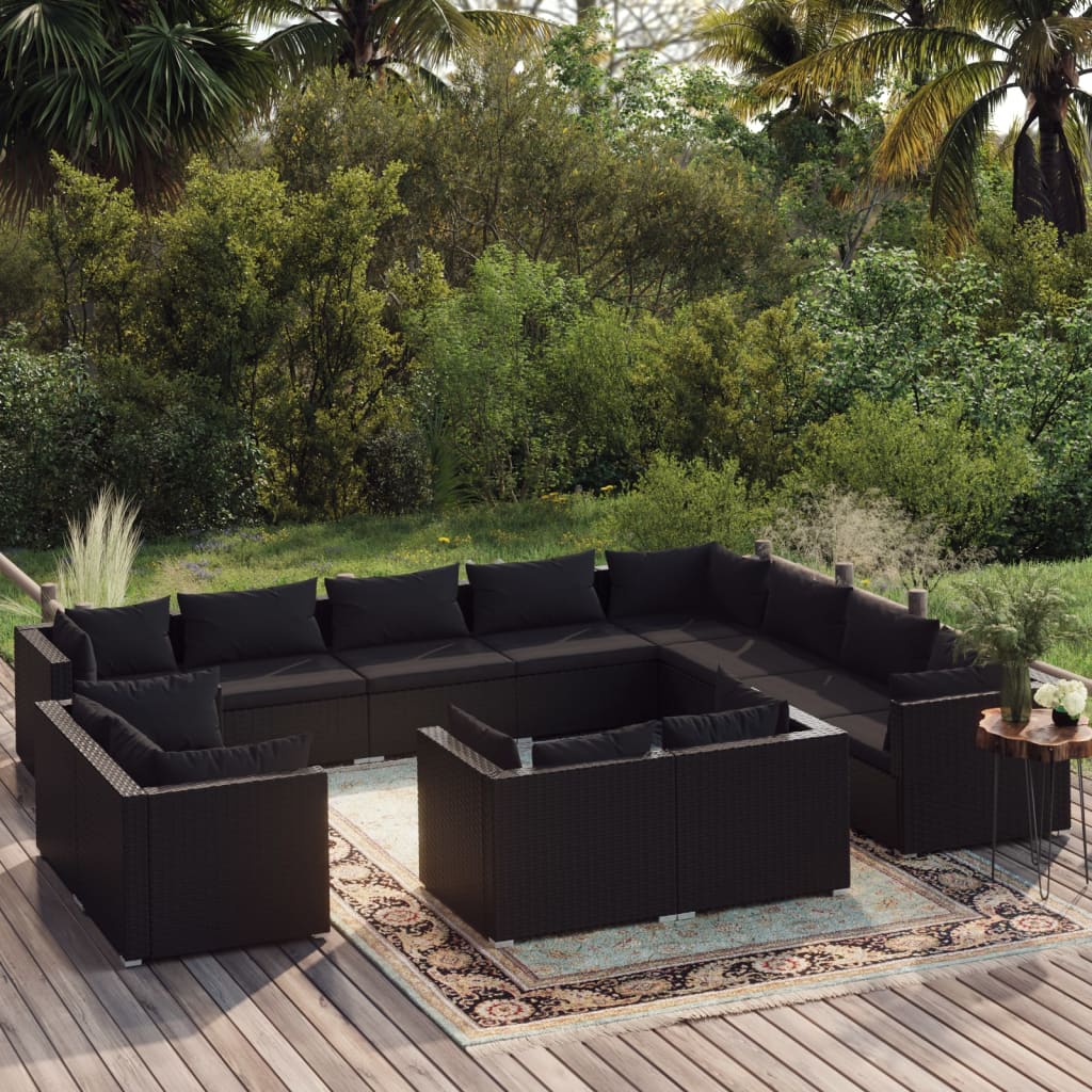 13 Piece Garden Lounge Set With Cushions Grey Poly Rattan