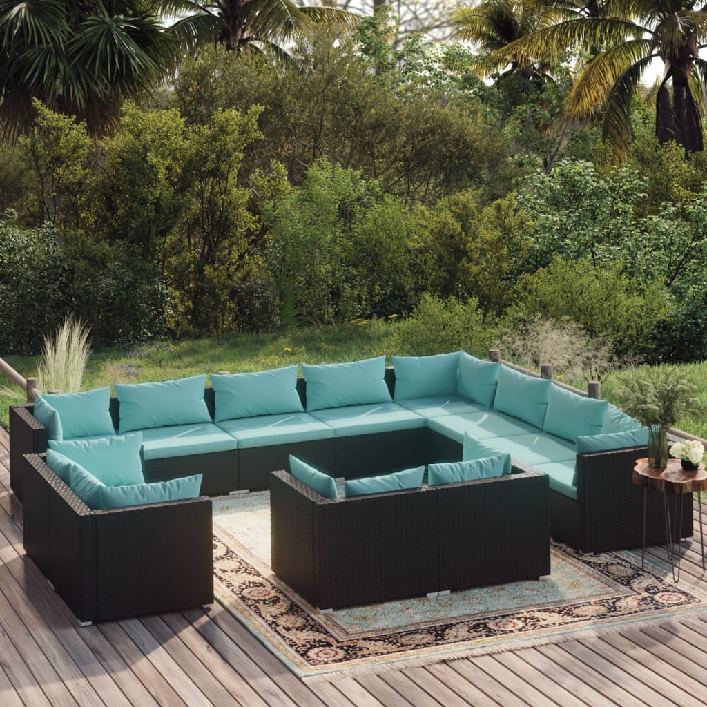 13 Piece Garden Lounge Set With Cushions Grey Poly Rattan