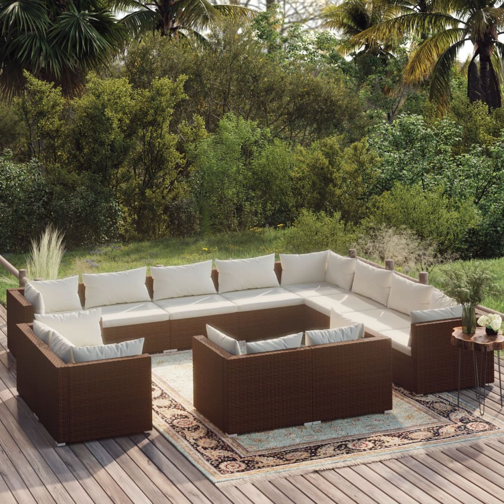 13 Piece Garden Lounge Set With Cushions Grey Poly Rattan