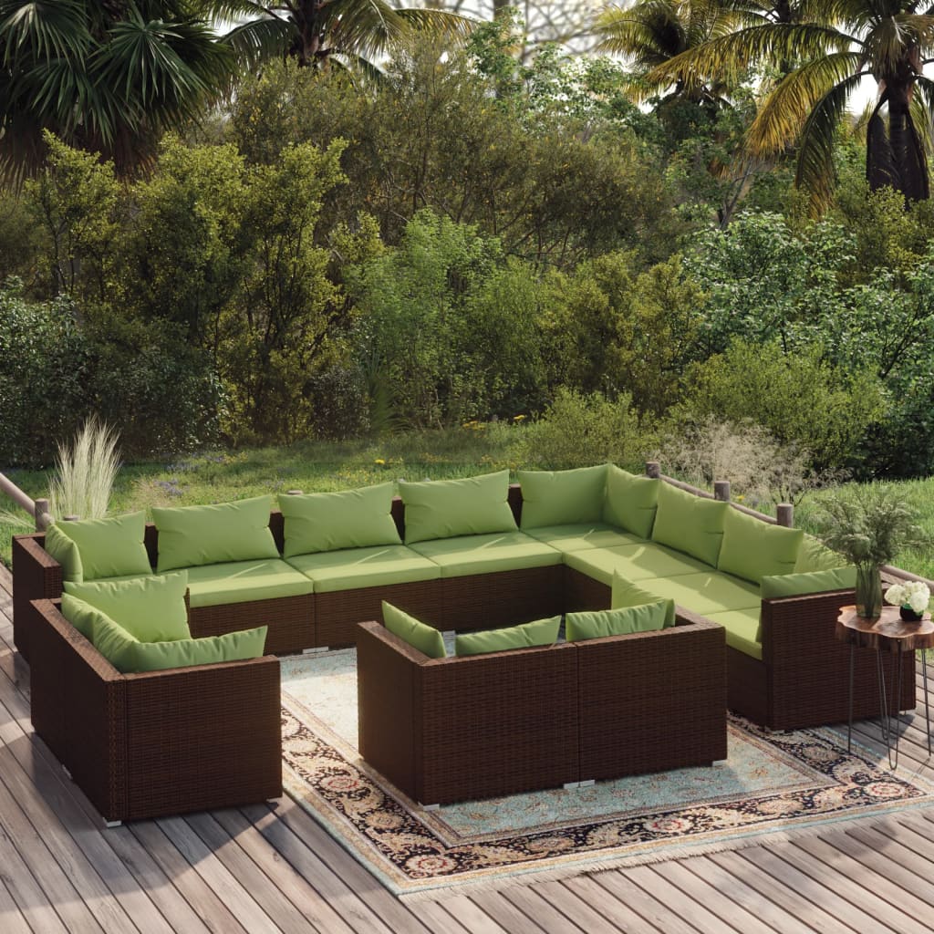 13 Piece Garden Lounge Set With Cushions Grey Poly Rattan