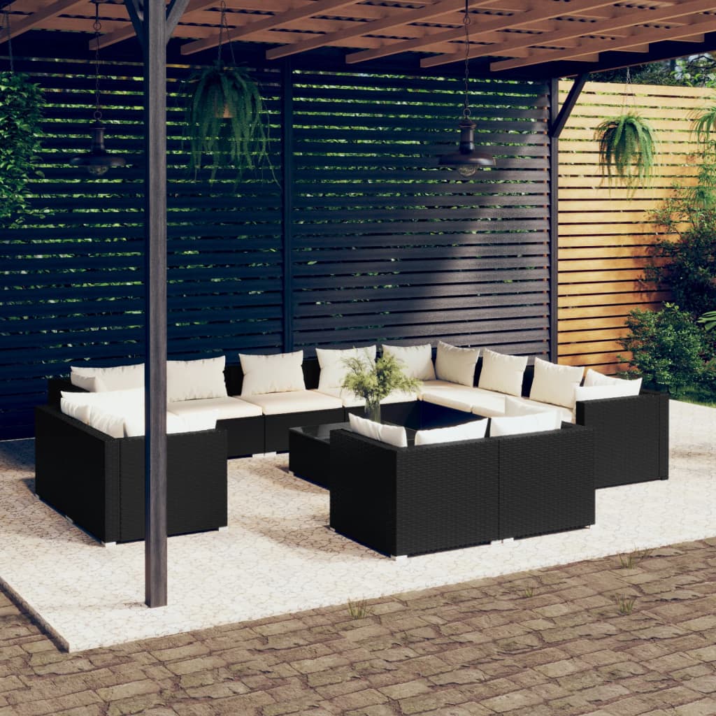 13 Piece Garden Lounge Set With Cushions Grey Poly Rattan